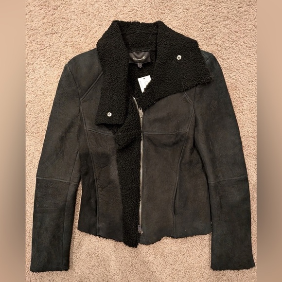 Isabel Marant Black Shearling Leather Jacket With Fur Inside Size 1